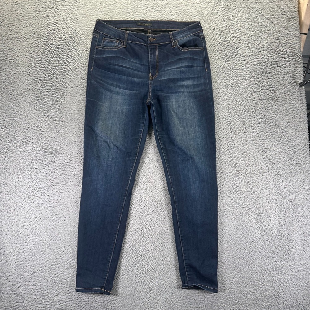 Truth Theory Jeans Womens Size 14 Blue High Rise Tapered Stretch Dark Wash Denim